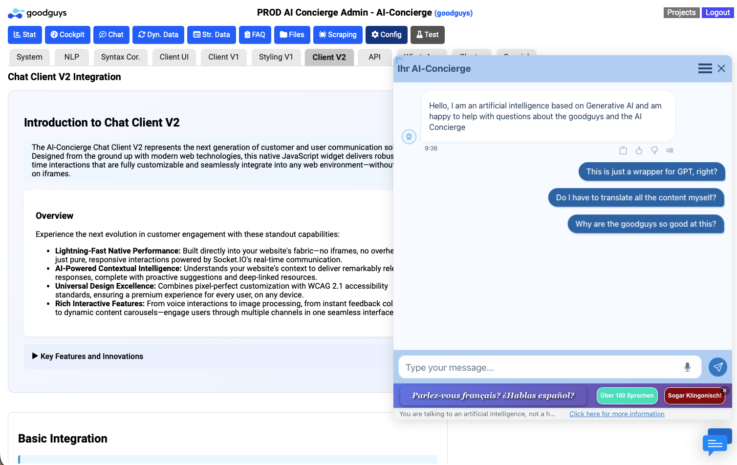 Einbindung und Konfiguration des AI-Concierge